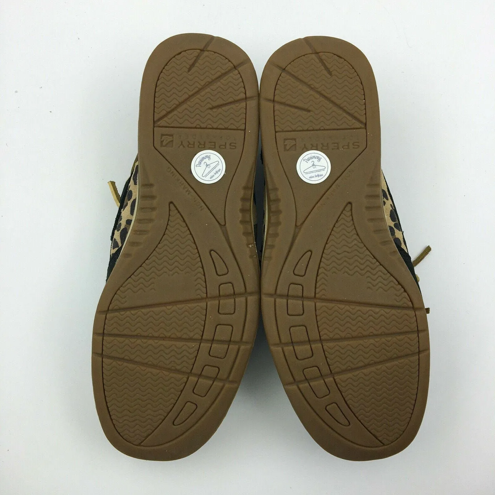 Sperry Top-Sider Shoes - Womens Boat Shoes | 5.5M | Black Leopard Print | Lace-Up | EUC