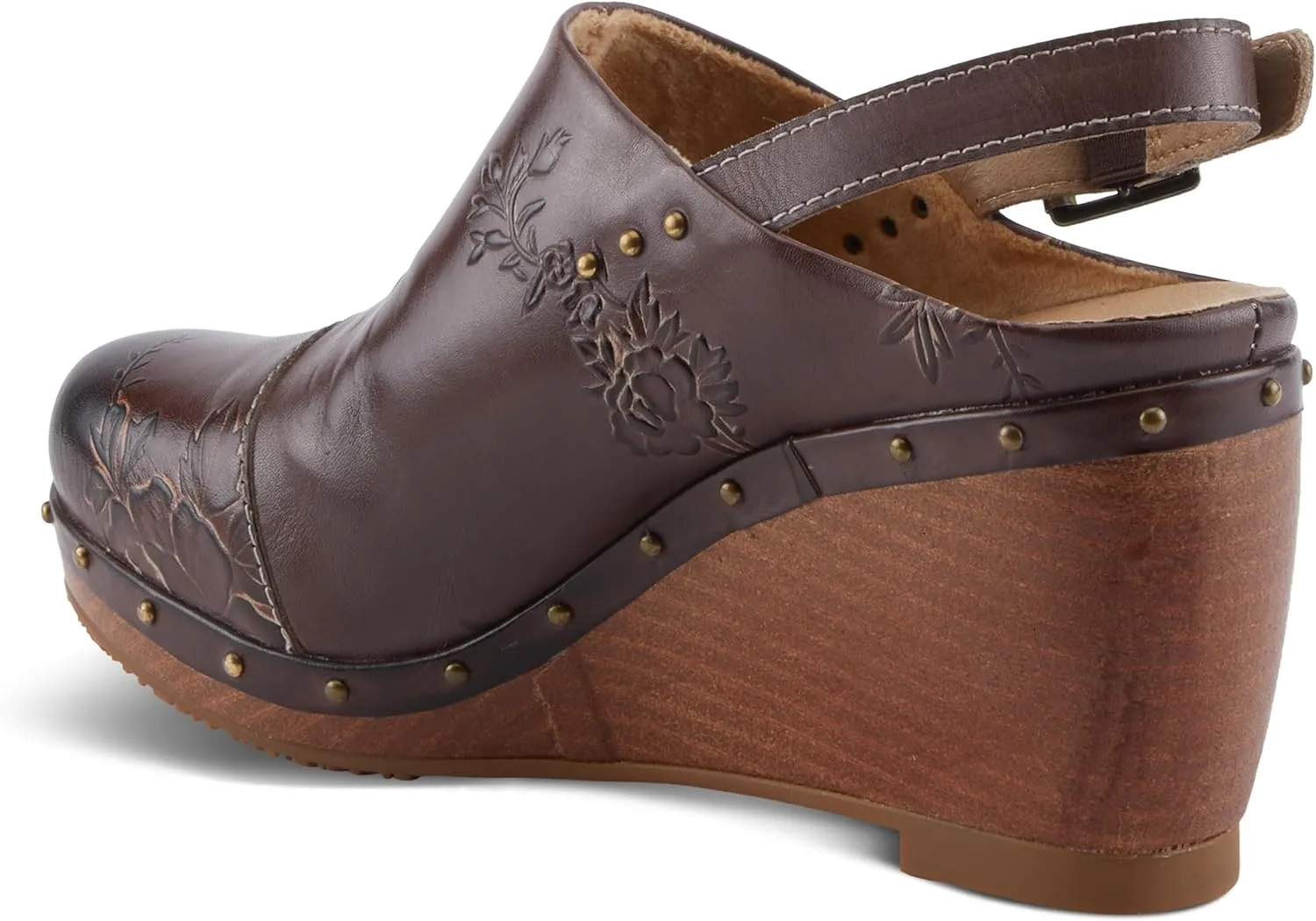 Spring Step L'Artiste Loveya Women's Slingback Wedge - Hand-Painted Flowers, Regal Studs, Comfortable Wedge Shoes