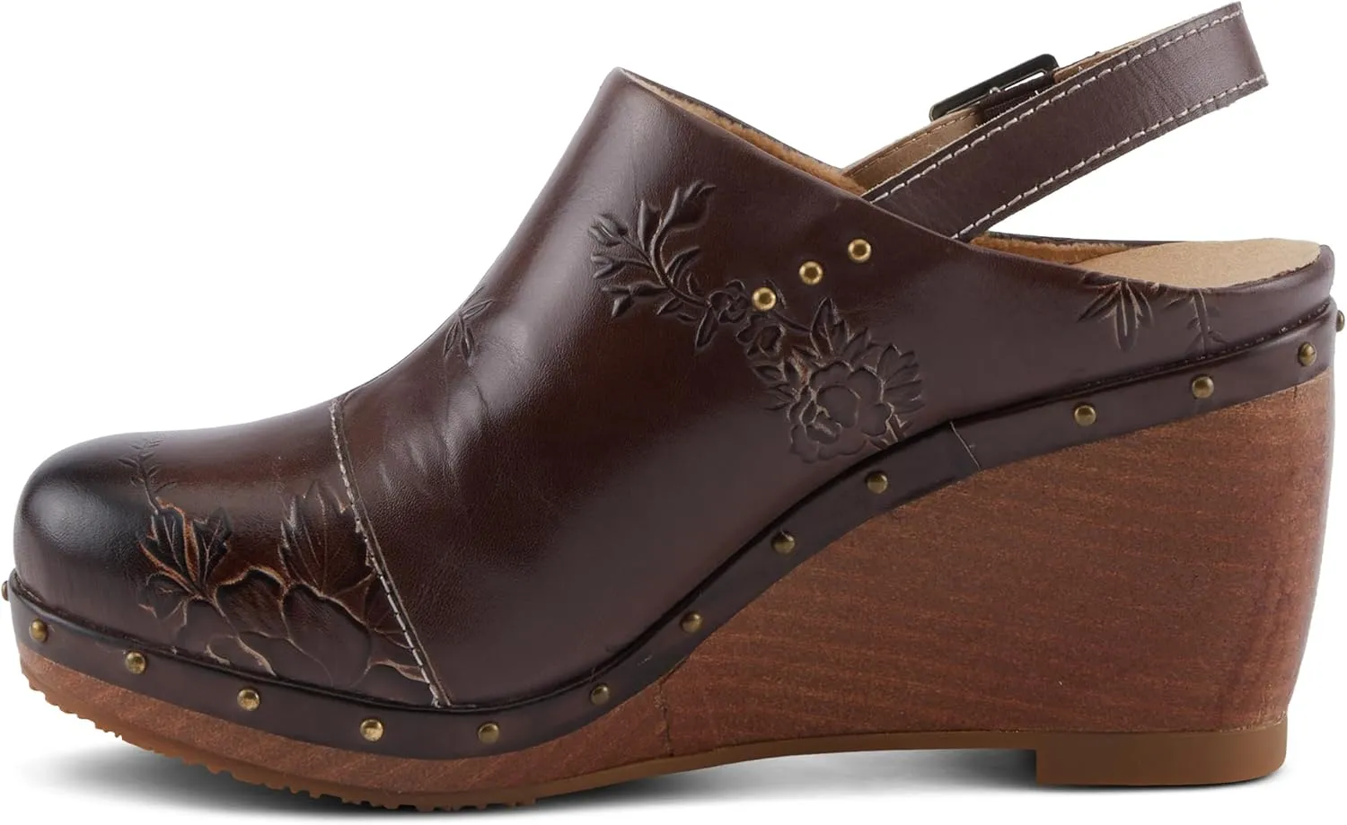 Spring Step L'Artiste Loveya Women's Slingback Wedge - Hand-Painted Flowers, Regal Studs, Comfortable Wedge Shoes