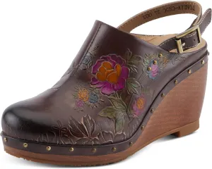 Spring Step L'Artiste Loveya Women's Slingback Wedge - Hand-Painted Flowers, Regal Studs, Comfortable Wedge Shoes