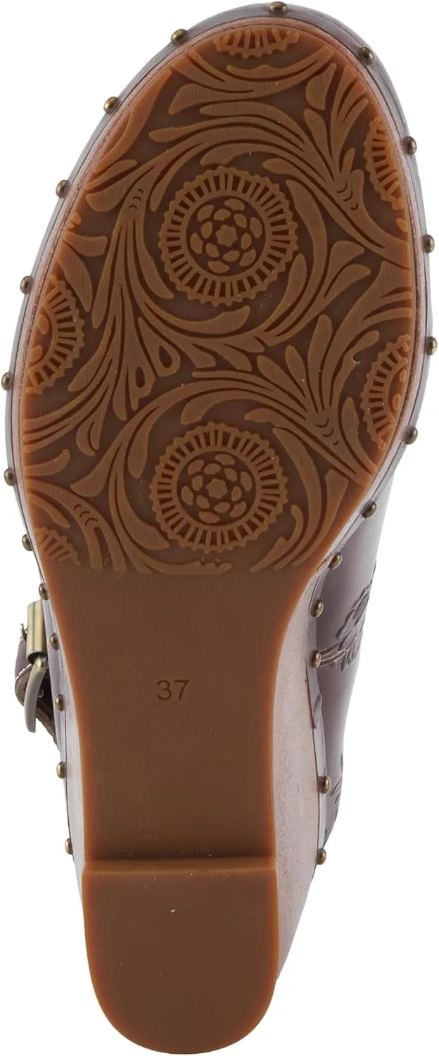 Spring Step L'Artiste Loveya Women's Slingback Wedge - Hand-Painted Flowers, Regal Studs, Comfortable Wedge Shoes