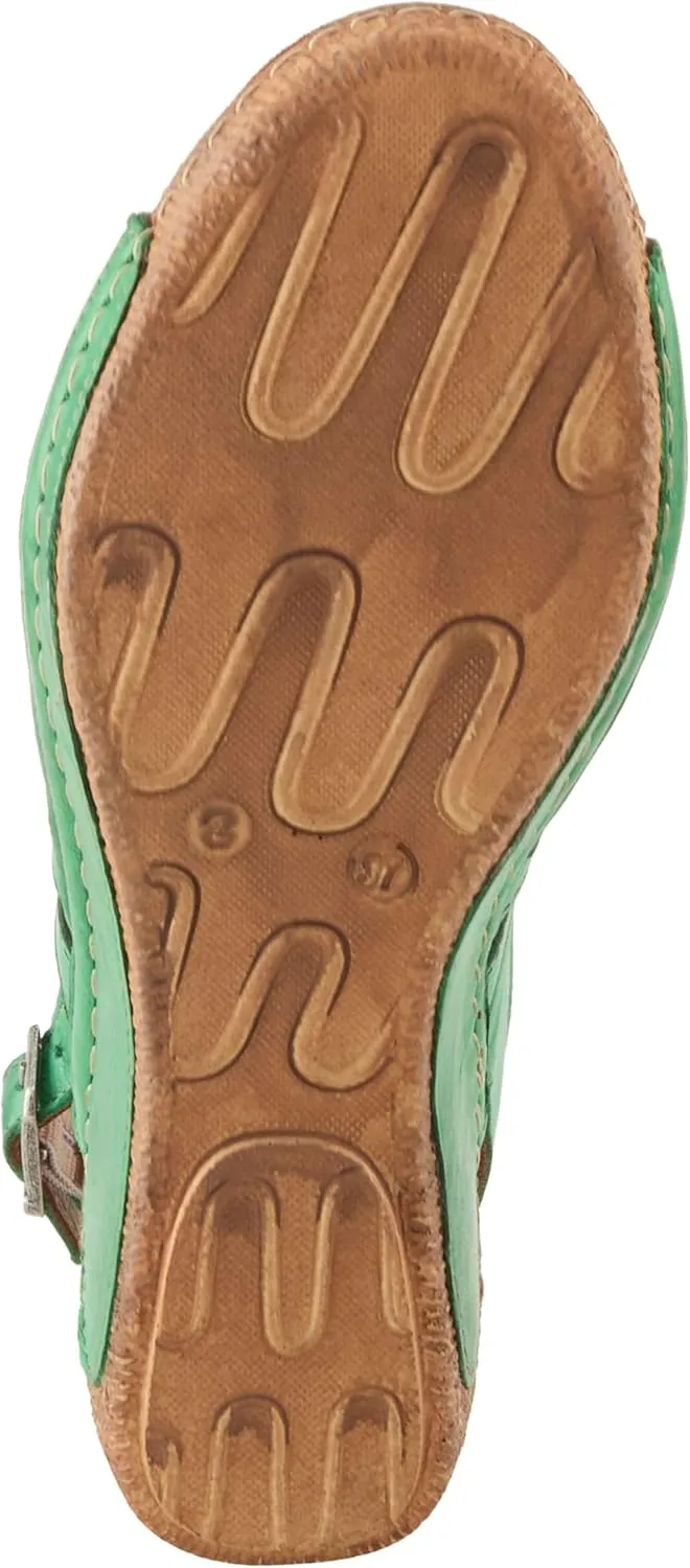 Spring Step Women's CATHY Buckle Wedges - Premium Leather, Laser-Cut Design, Adjustable Slingback