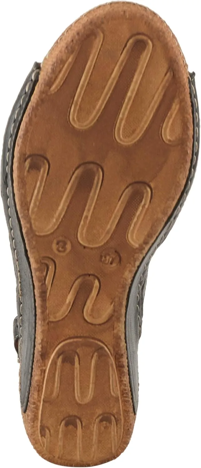 Spring Step Women's CATHY Buckle Wedges - Premium Leather, Laser-Cut Design, Adjustable Slingback