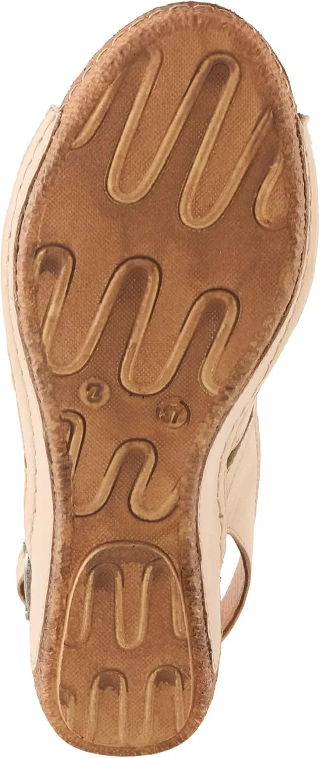 Spring Step Women's CATHY Buckle Wedges - Premium Leather, Laser-Cut Design, Adjustable Slingback