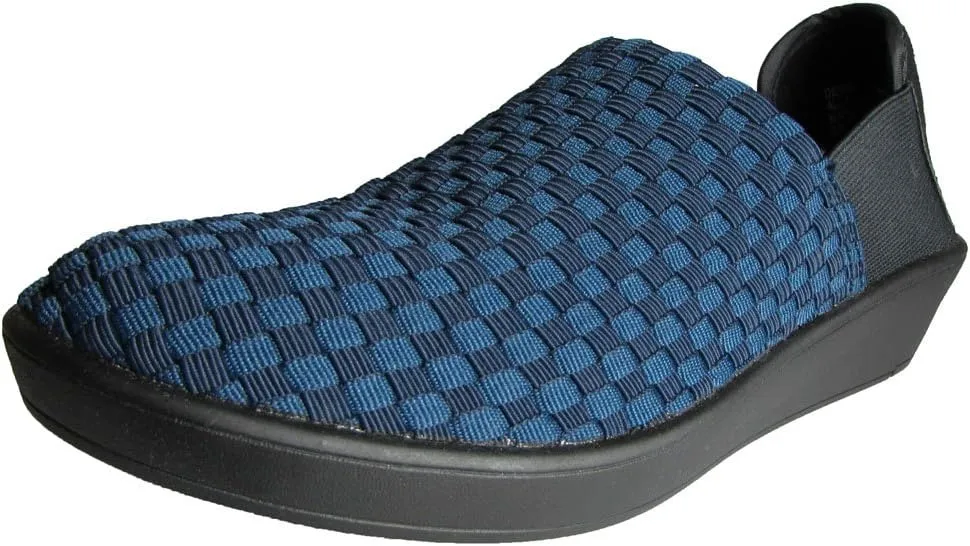 Steven by Steve Madden Womens Dessa Woven Fabric Slip On Loafers, Navy, US 7.5