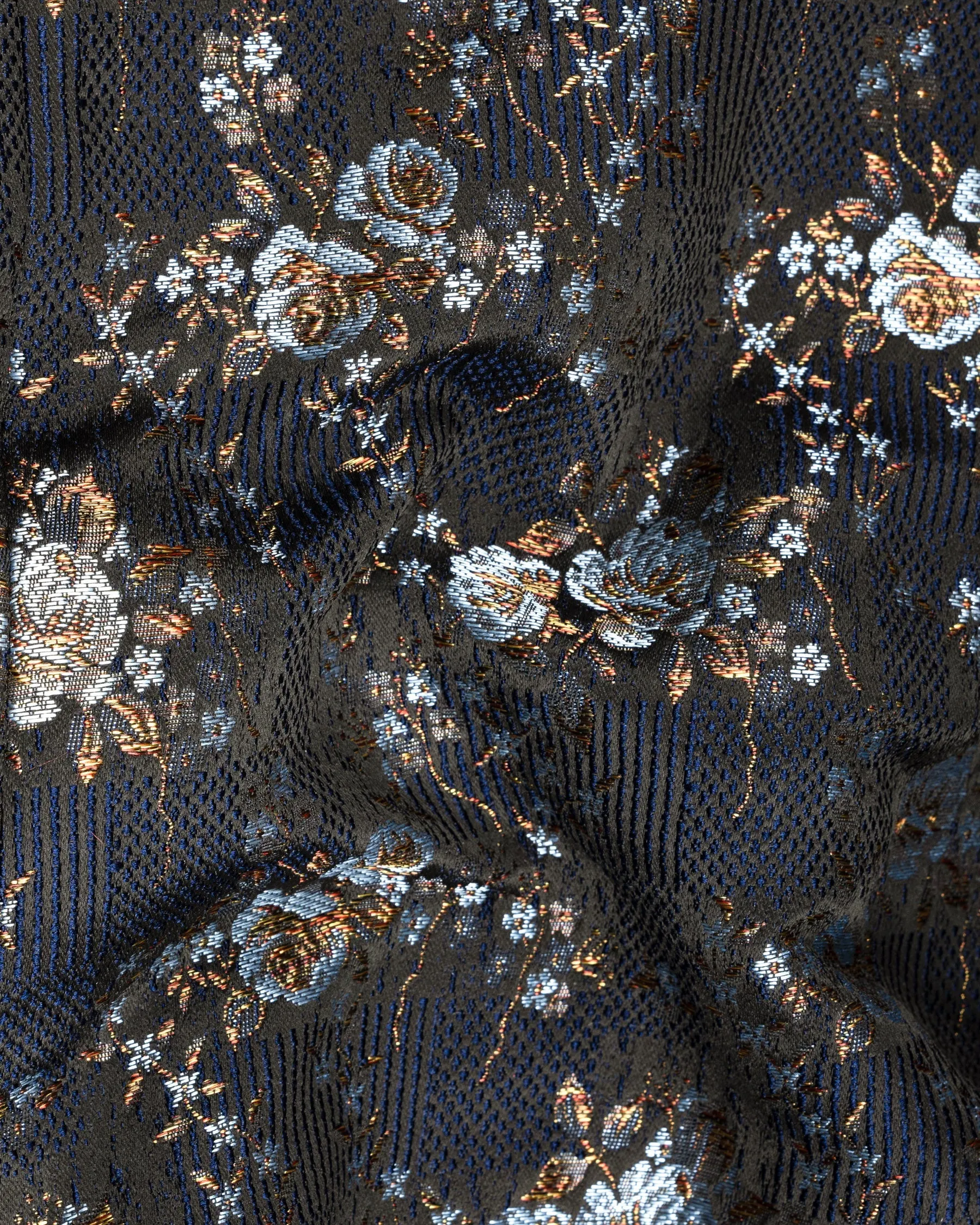 Storm Dust Floral Textured Cross Buttoned Bandhgala Designer Blazer