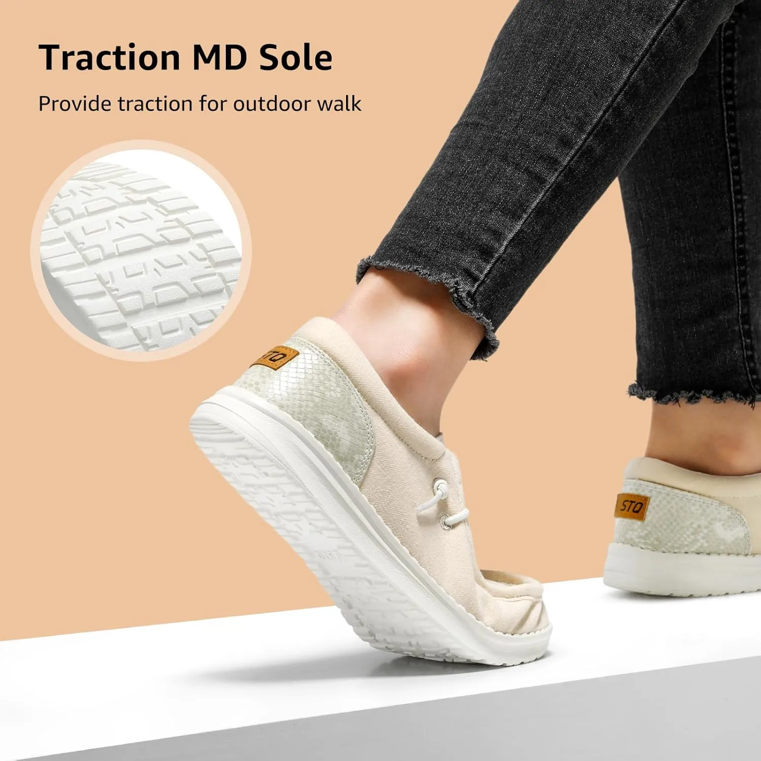 STQ Women's Slip on Loafers丨Orthopedic Comfotable Ultralight Boat Casual Shoes with Arth Support