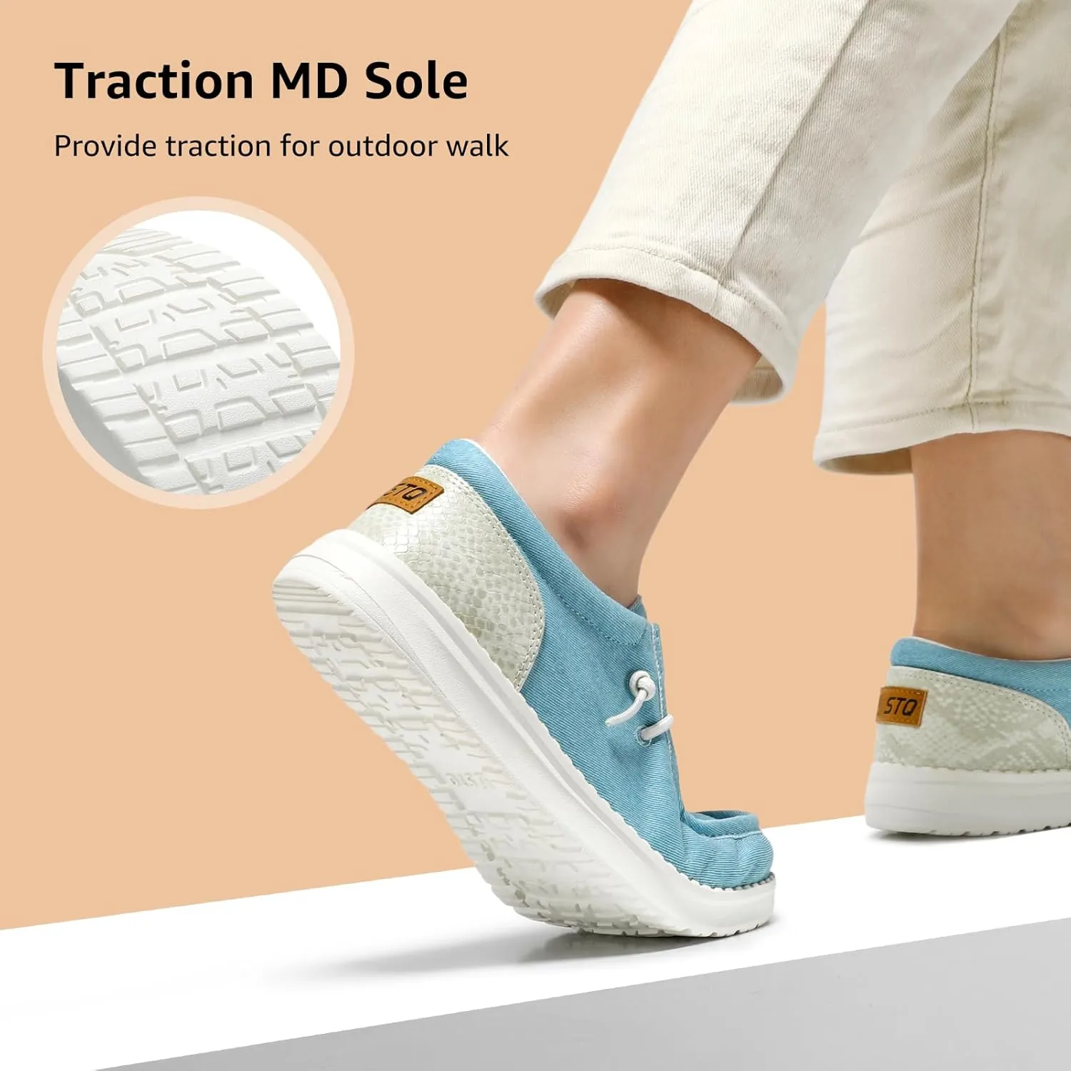 STQ Women's Slip on Loafers丨Orthopedic Comfotable Ultralight Boat Casual Shoes with Arth Support