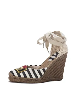 Striped Espadrille Wedges