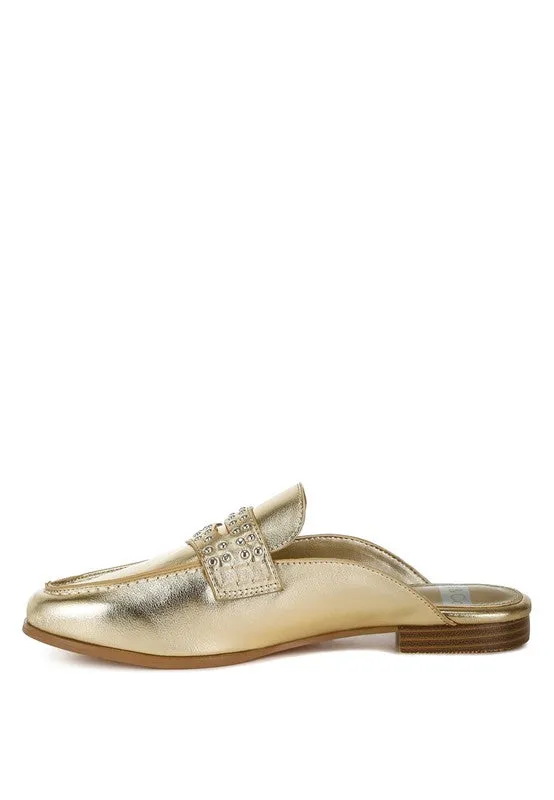 Stud Metallic Gold Mules