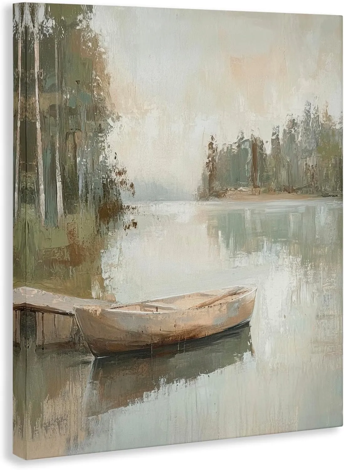 Stupell Industries Canoe at Quiet Dock Canvas Wall Art, design by Petal Prints Design, 16 x 20