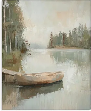 Stupell Industries Canoe at Quiet Dock Canvas Wall Art, design by Petal Prints Design, 16 x 20