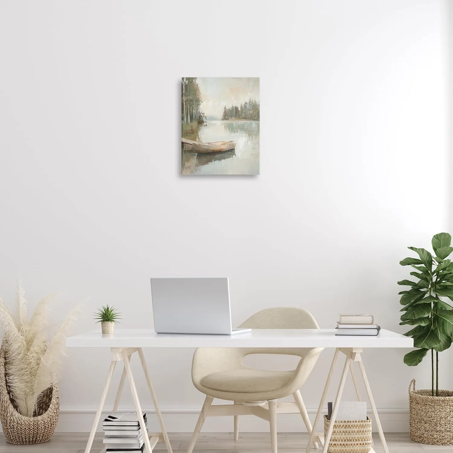 Stupell Industries Canoe at Quiet Dock Canvas Wall Art, design by Petal Prints Design, 16 x 20