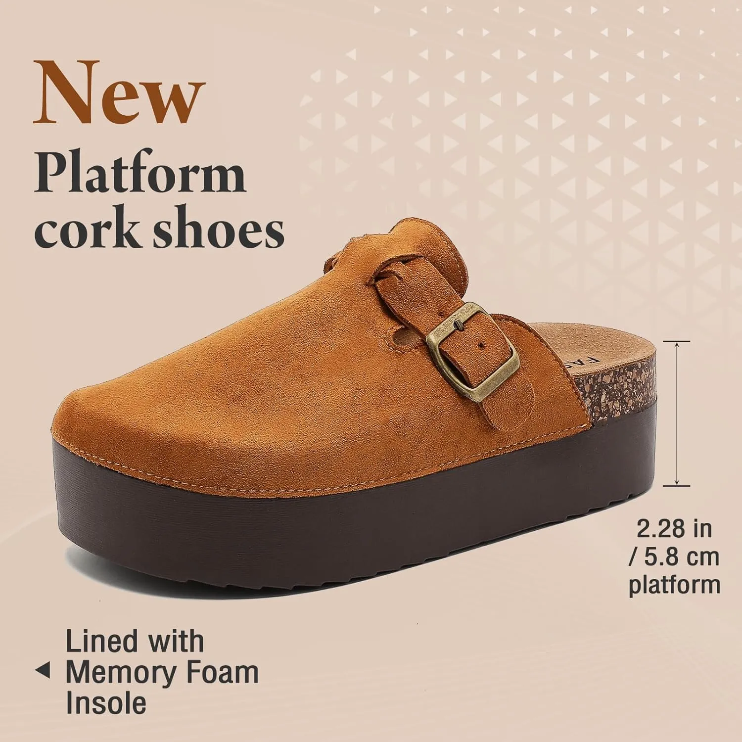 Suede Platform Clogs Women, Closed Toe Slippers Slides Sandals, Potato Shoes with Adjustable Buckle, Non Slip On Mules