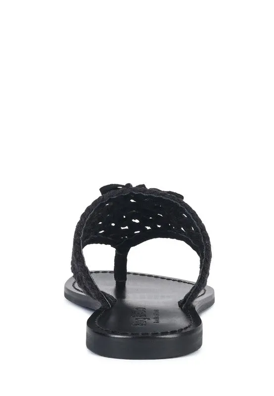Suede Tassel Thong Sandals