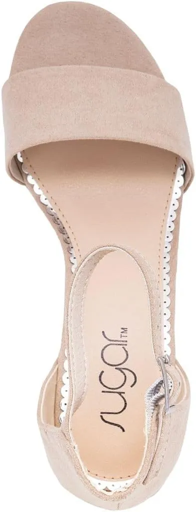 Sugar Women's Block Heel Sandals – Open Toe, Ankle Strap, Comfortable Dress Shoes for Weddings & Casual Wear