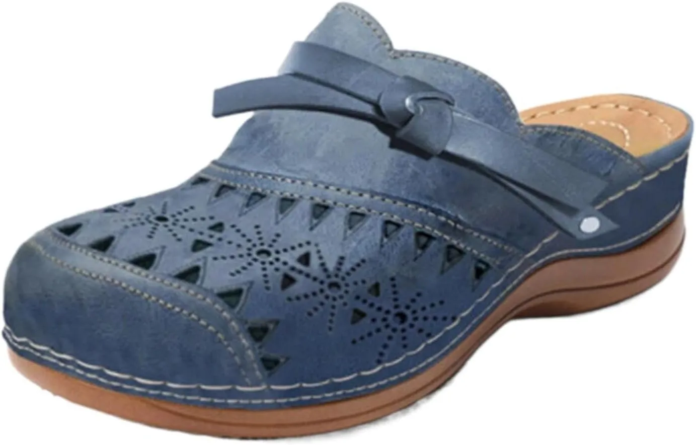 Summer Clogs for Women 2025 Slippers Arch Support Wide Width Wedge Platform Orthopedic Slippers Solid Round Head Closed Toe Outdoor Beach Wedge Sandals