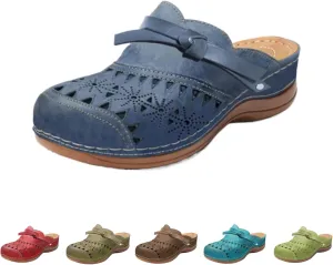 Summer Clogs for Women 2025 Slippers Arch Support Wide Width Wedge Platform Orthopedic Slippers Solid Round Head Closed Toe Outdoor Beach Wedge Sandals