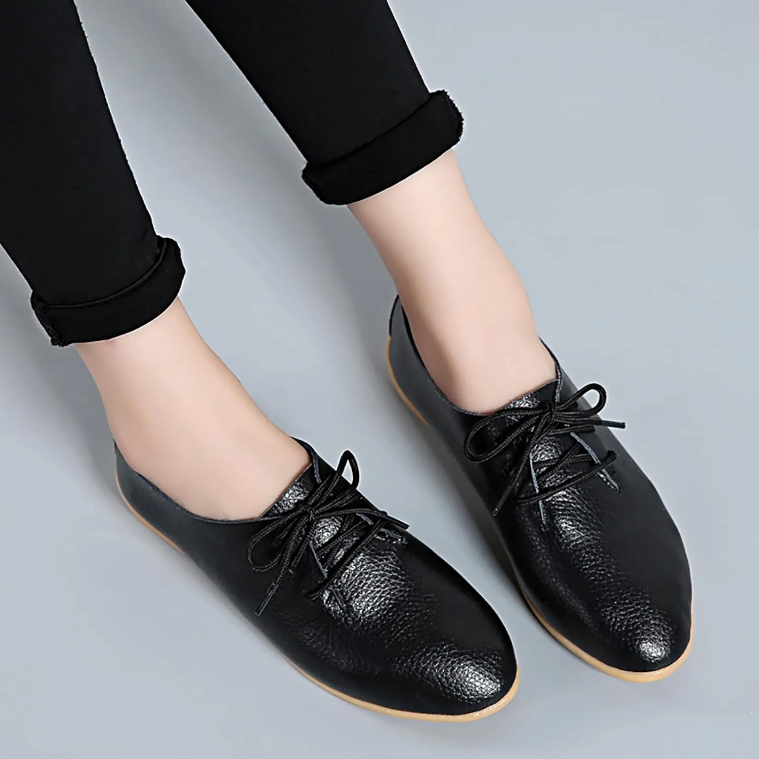 Sunporx Women's Comfortable Loafers Driving Moccasins Shoe Slip on Pointed Toe Flats Casual Comfortable Office Work Business Shoes Breathable Walking