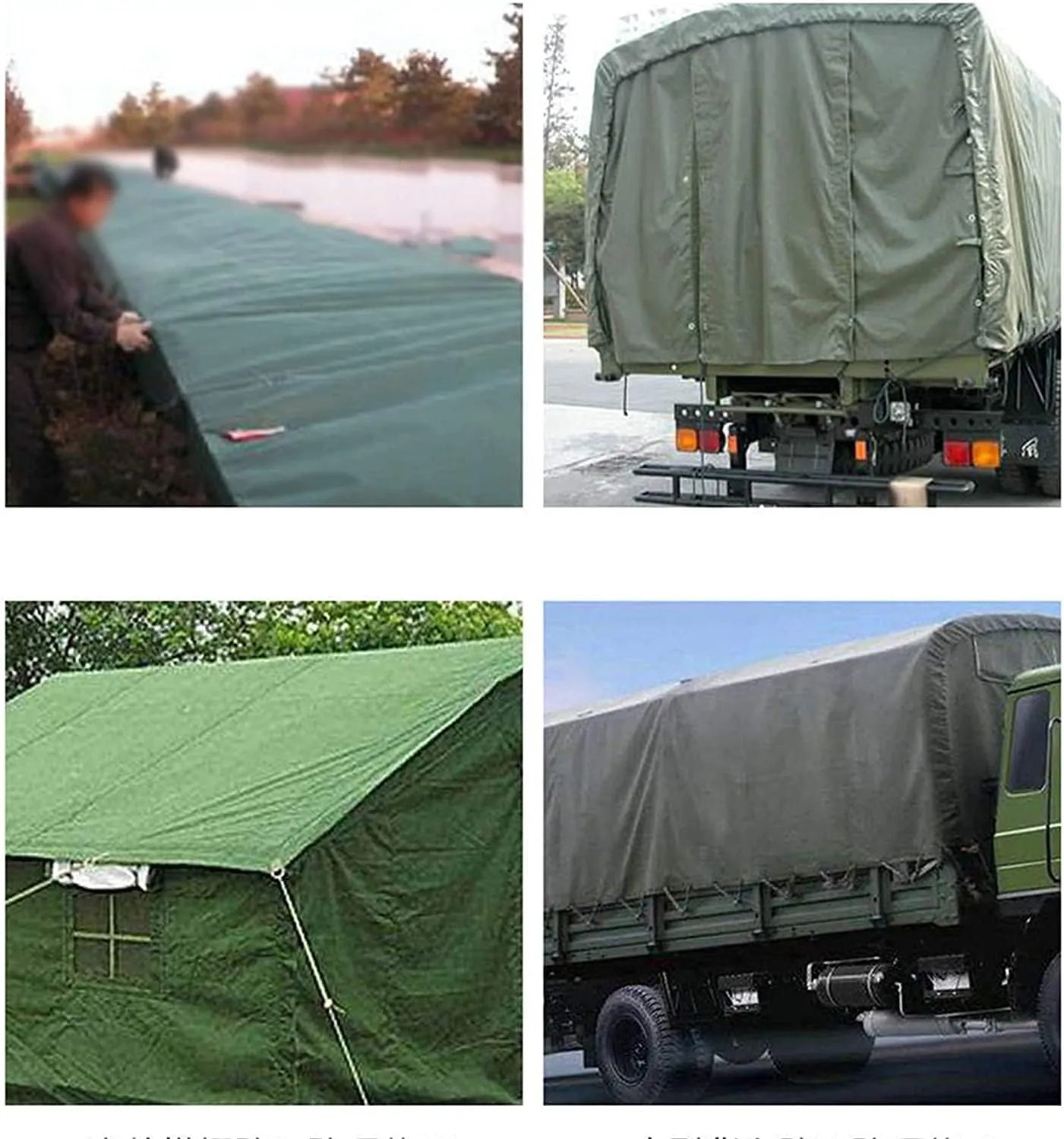 Tarpaulin, Waterproof Heavy-Duty Green Tarp Premium Quality Canvas Cover ，Canvas Tarp with Grommets，Tear-Resistant, UV-Resistant Camping Tarp,6x12m