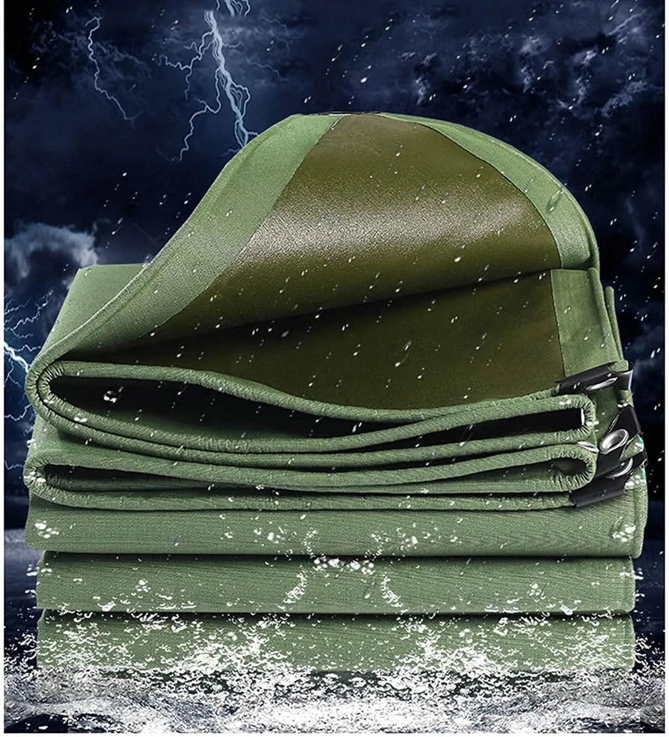 Tarpaulin, Waterproof Heavy-Duty Green Tarp Premium Quality Canvas Cover ，Canvas Tarp with Grommets，Tear-Resistant, UV-Resistant Camping Tarp,6x12m