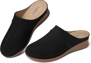 TEMOFON Womens Clogs Slip on Mules: Closed Toe Sandals Women - Summer Wedge Comfortable Shoes
