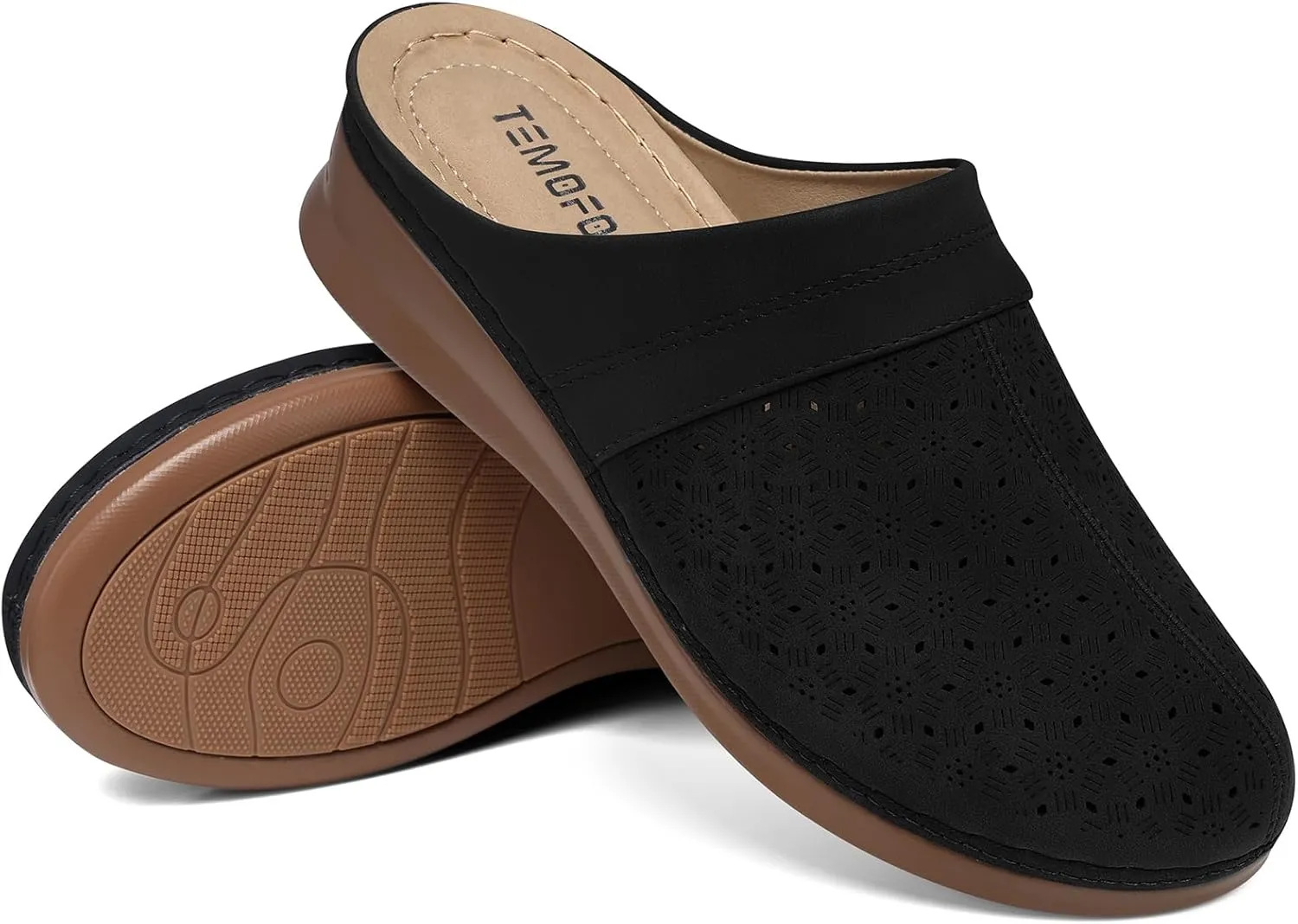TEMOFON Womens Clogs Slip on Mules: Closed Toe Sandals Women - Summer Wedge Comfortable Shoes