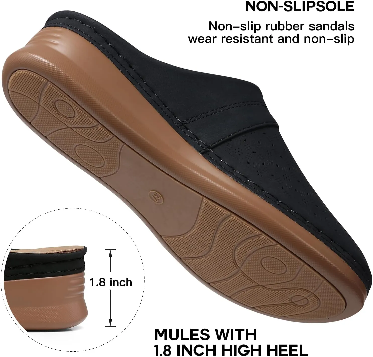 TEMOFON Womens Clogs Slip on Mules: Closed Toe Sandals Women - Summer Wedge Comfortable Shoes