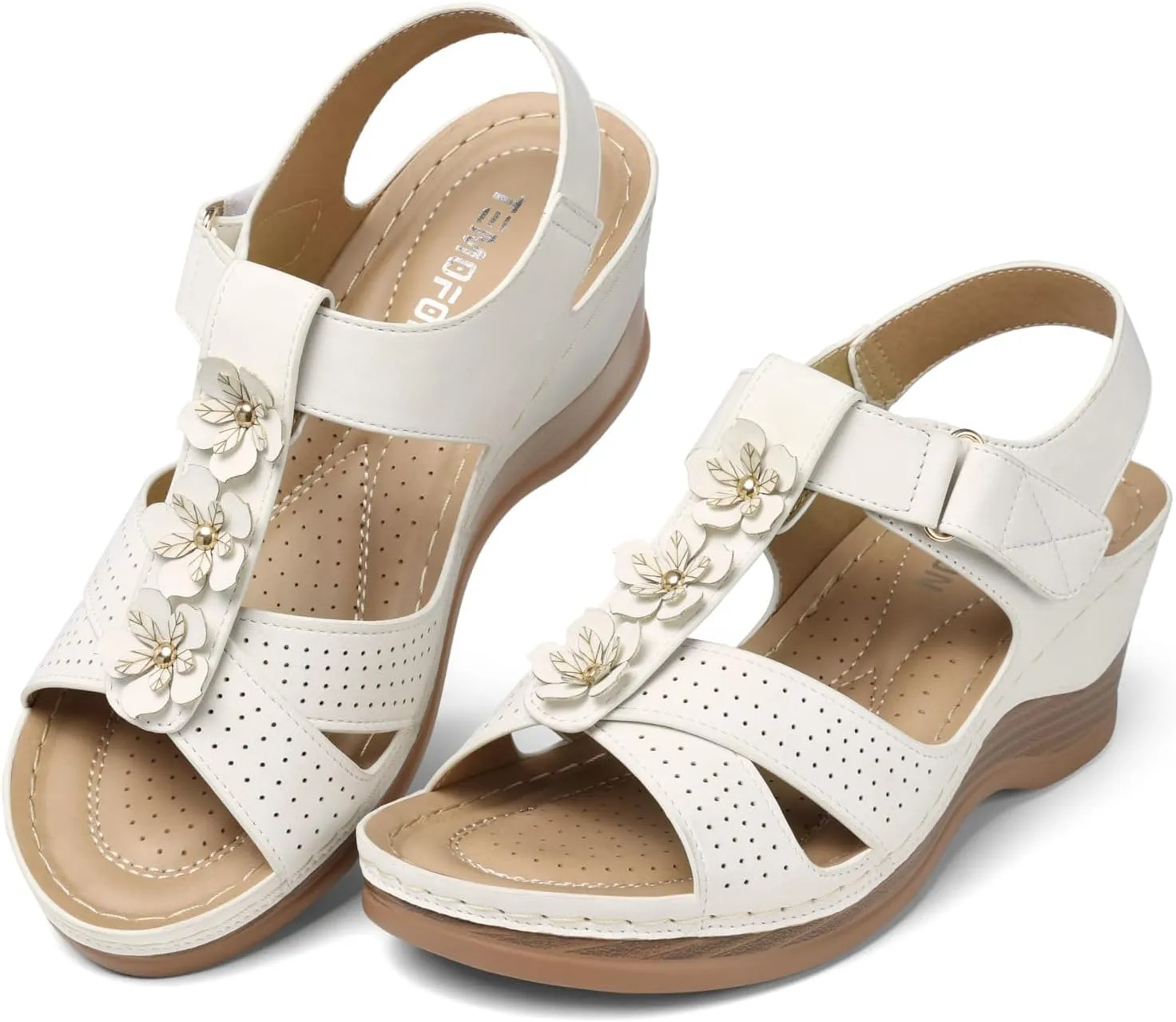TEMOFON Womens Sandals Wedge Platform: Summer Ankle Strap Open Toe Wedge - Dressy Sandals Women - Comfortable Walking Low Sandal