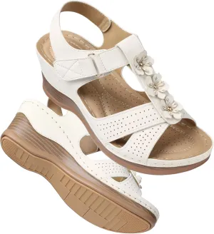 TEMOFON Womens Sandals Wedge Platform: Summer Ankle Strap Open Toe Wedge - Dressy Sandals Women - Comfortable Walking Low Sandal