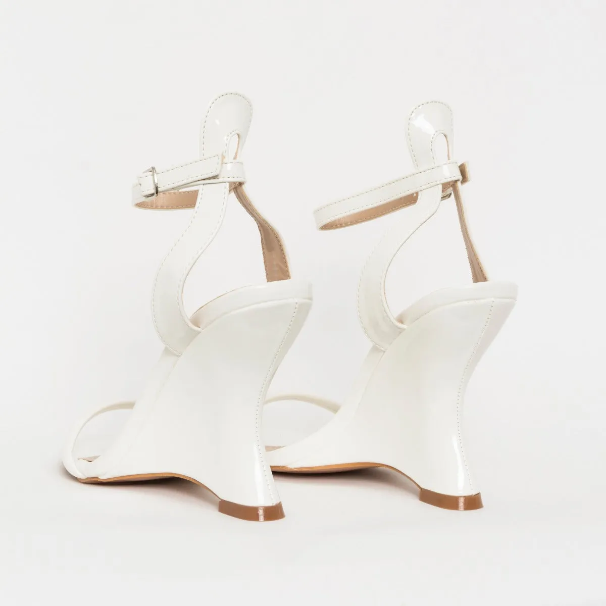 Thea White Patent Wedges