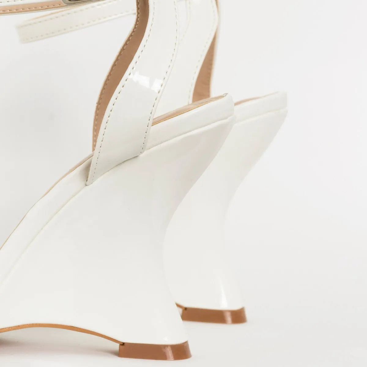 Thea White Patent Wedges