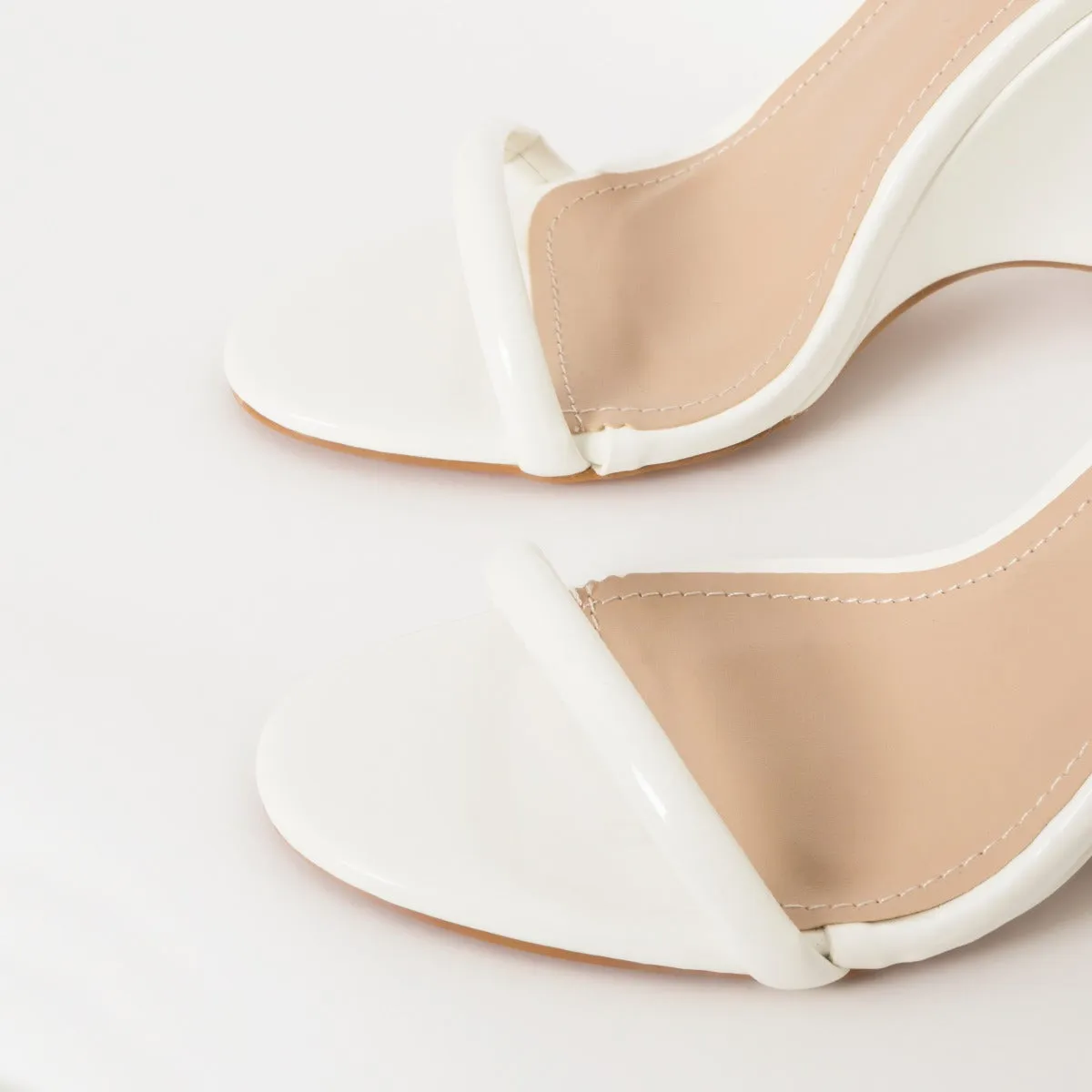 Thea White Patent Wedges