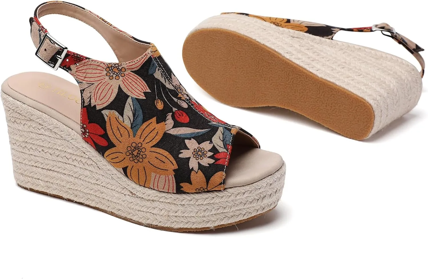Tilocow Espadrilles Wedges for Women Open Toe Ankle Strap Platform Dressy Casual Sandals Travel Slides