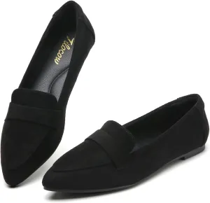 Tilocow Loafers for Womens Slip On Pointed Toe Flats Comfortable Fashion Work Business Casual Shoes