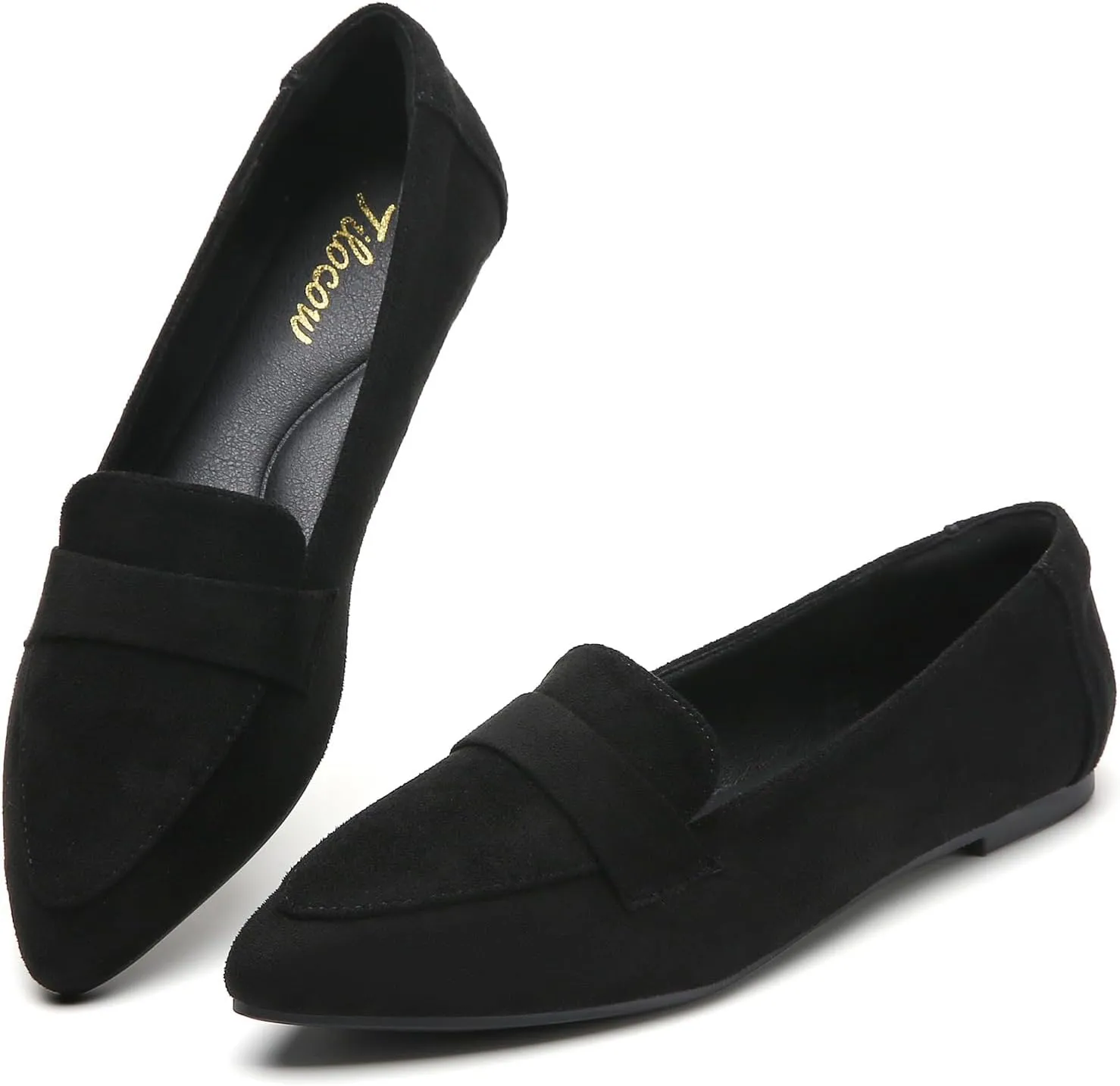 Tilocow Loafers for Womens Slip On Pointed Toe Flats Comfortable Fashion Work Business Casual Shoes
