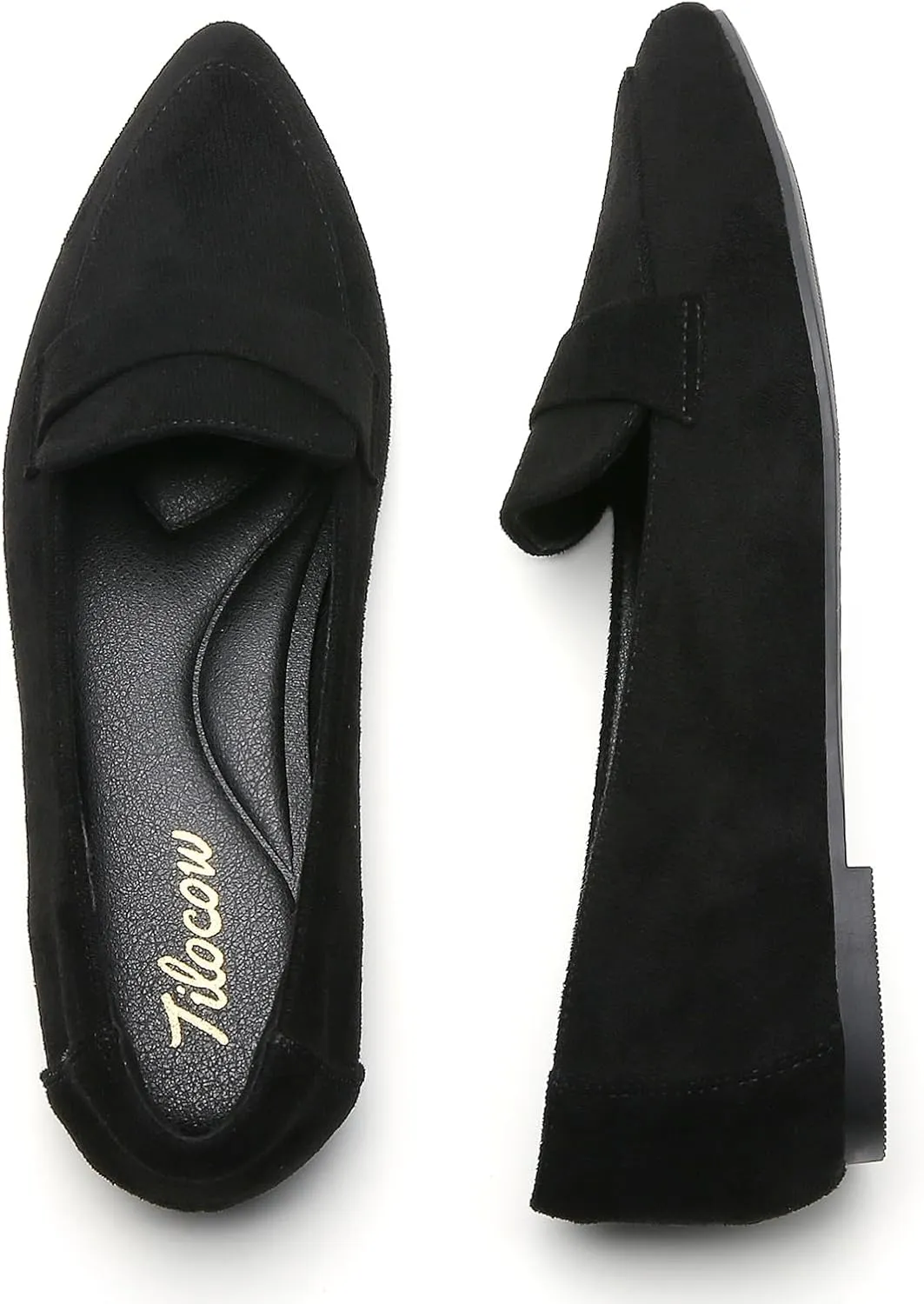 Tilocow Loafers for Womens Slip On Pointed Toe Flats Comfortable Fashion Work Business Casual Shoes