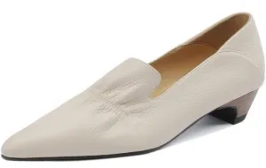 TinaCus Women's Genuine Leather Handmade Plicated Pointed Toe Slip On Loafers Pumps Shoes