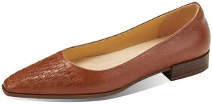 TinaCus Women's Genuine Leather Handmade Weave Pointed Toe Office Loafers Flats Shoes