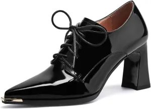 TinaCus Women's Pointed Toe Suede/Patent Leather Handmade Selftie & Zipper High Spool Heels Pumps Shoes