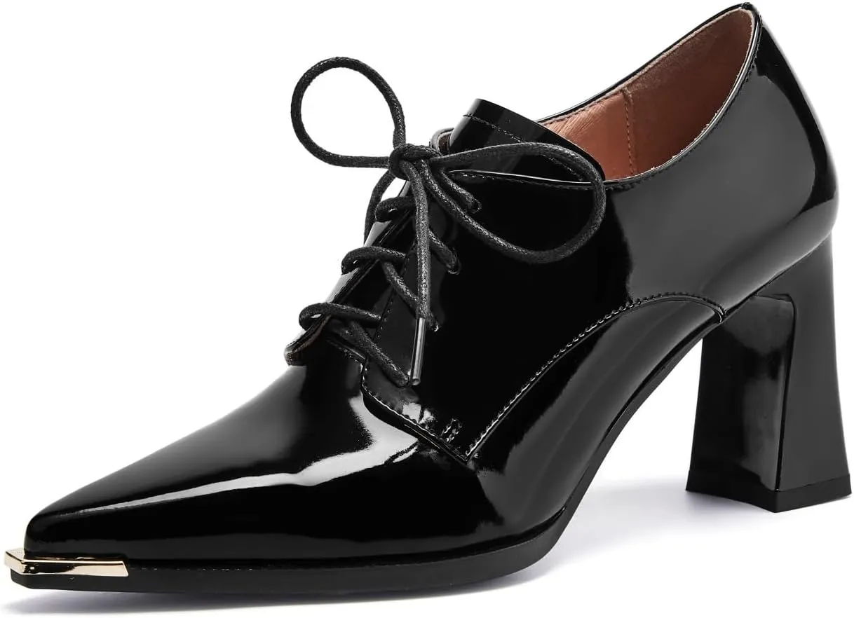 TinaCus Women's Pointed Toe Suede/Patent Leather Handmade Selftie & Zipper High Spool Heels Pumps Shoes