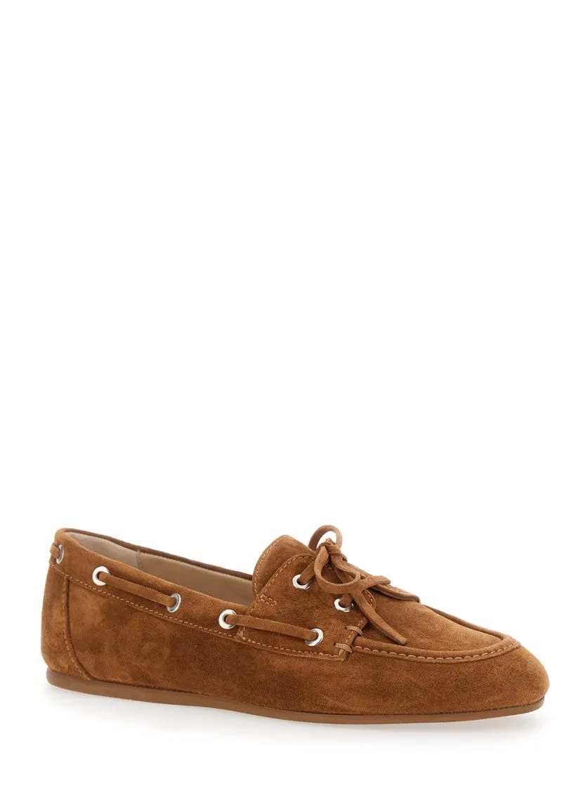 Tinsley' Brown Lace Up Loafers With Eyelets