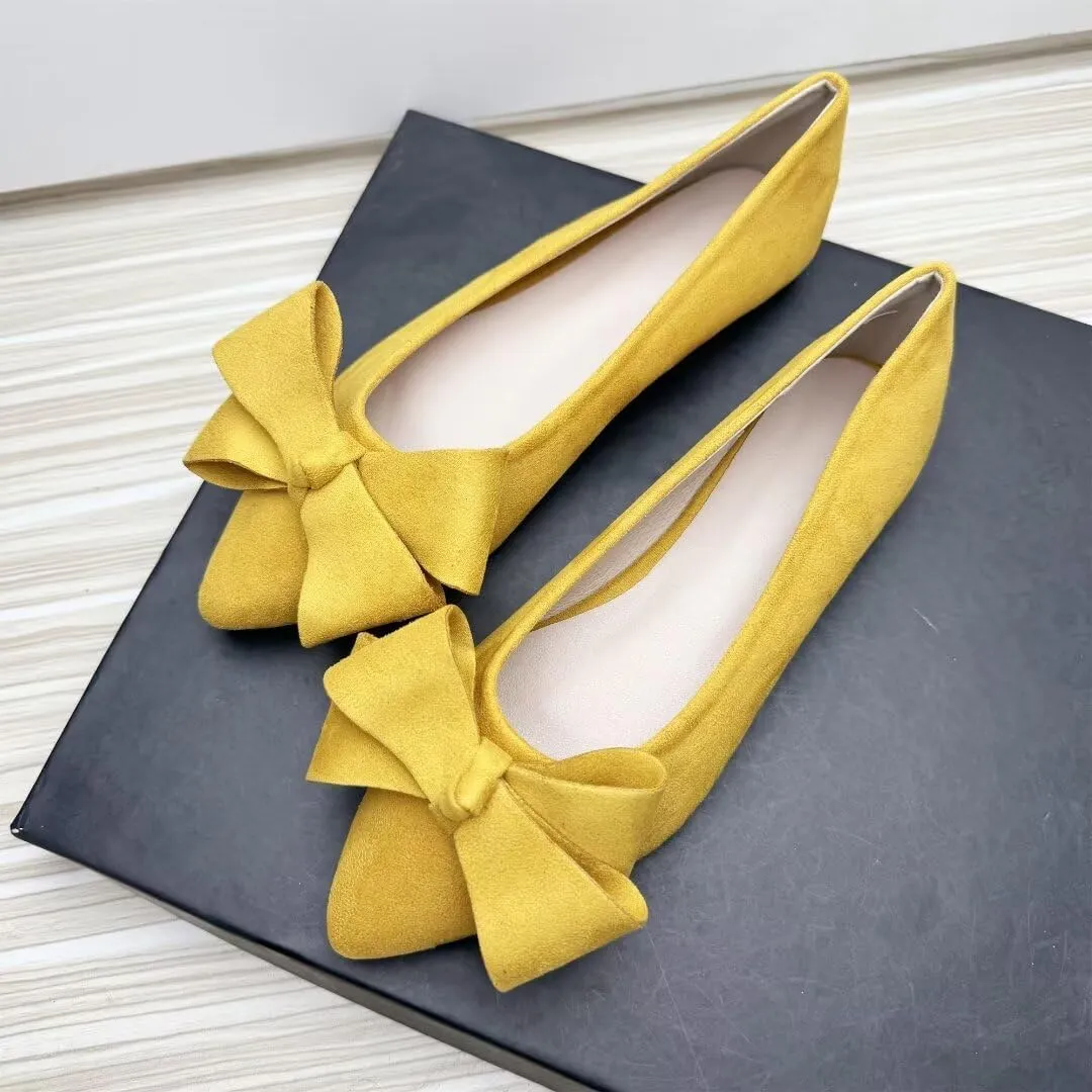 TN TANGNEST Women Classical Bowknot Flats Comfort Slip-on Pointed Toe Dress Shoes Walking Flats