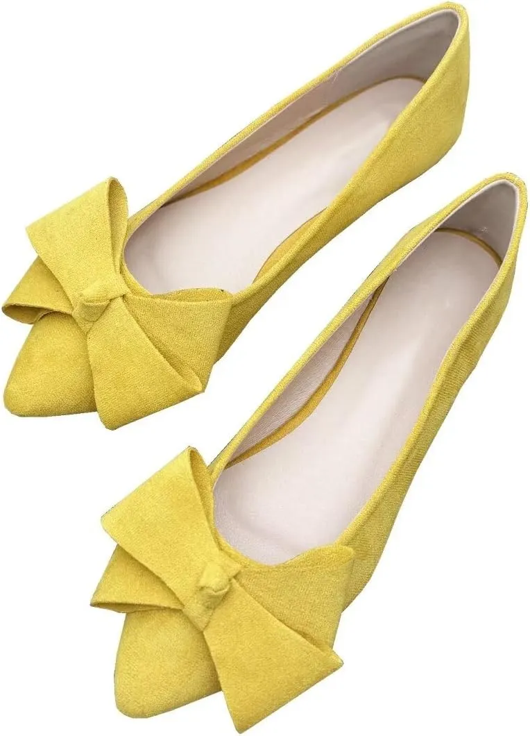 TN TANGNEST Women Classical Bowknot Flats Comfort Slip-on Pointed Toe Dress Shoes Walking Flats