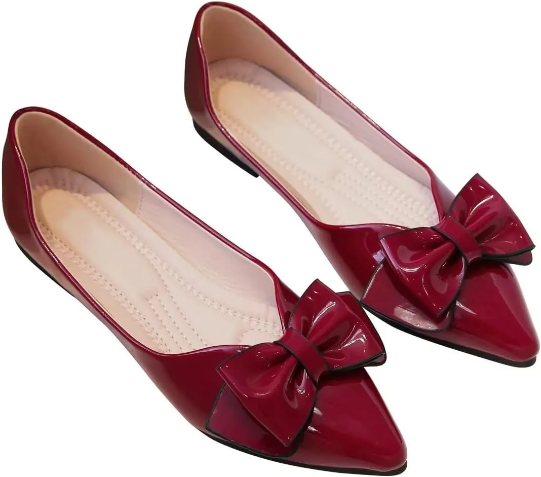 TN TANGNEST Womens Christmas Flat Shoes Snowflake Bell Bowknot Flats Fashion Pointed Toe Comfortable Slip On Flats