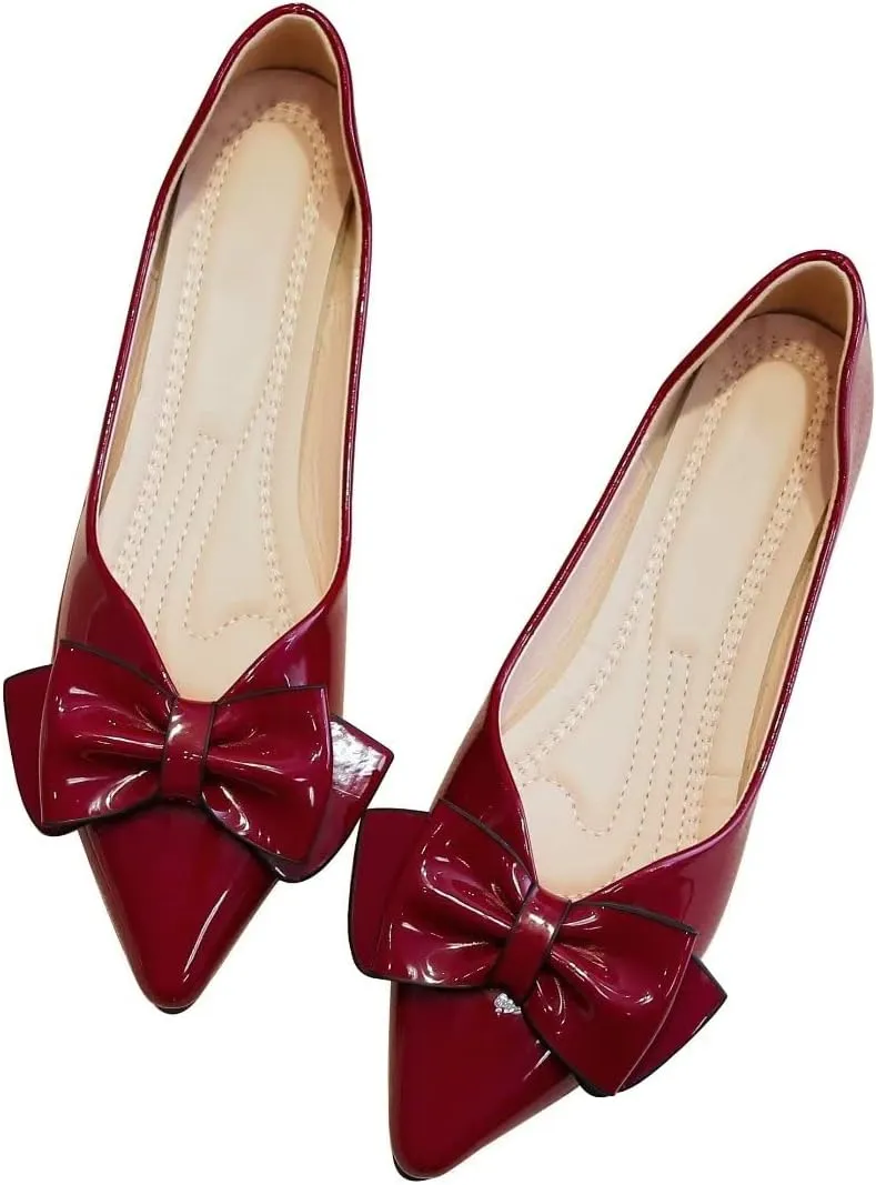 TN TANGNEST Womens Christmas Flat Shoes Snowflake Bell Bowknot Flats Fashion Pointed Toe Comfortable Slip On Flats