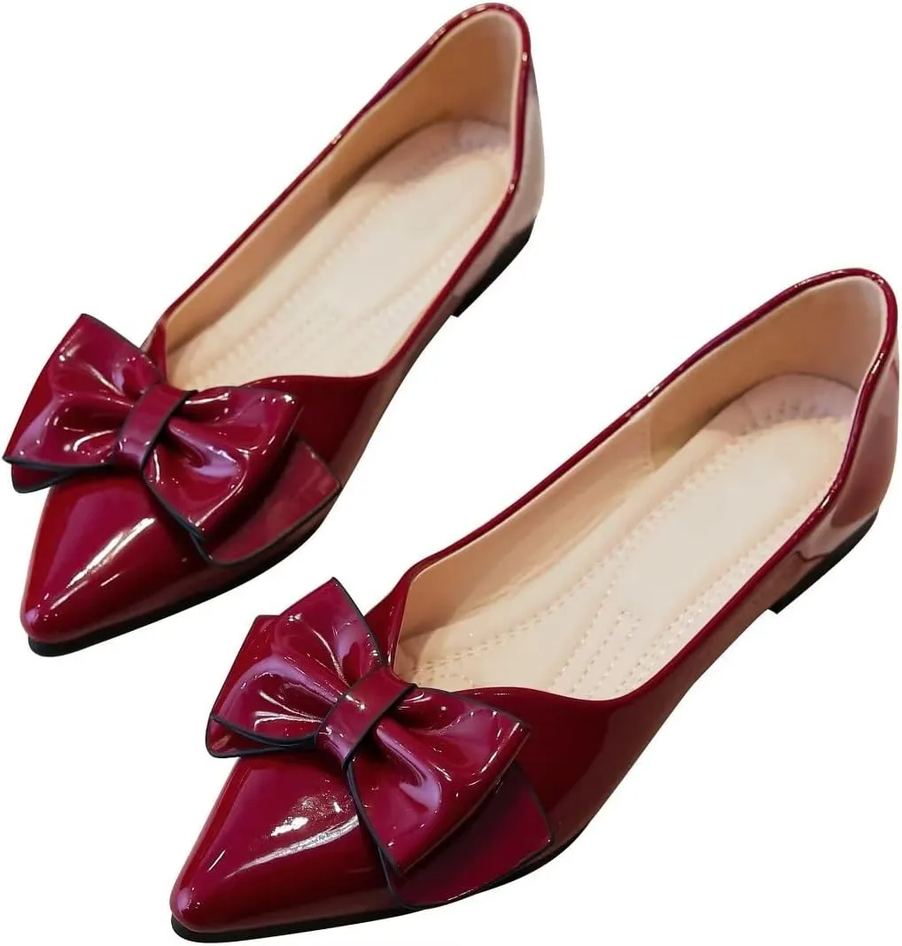 TN TANGNEST Womens Christmas Flat Shoes Snowflake Bell Bowknot Flats Fashion Pointed Toe Comfortable Slip On Flats