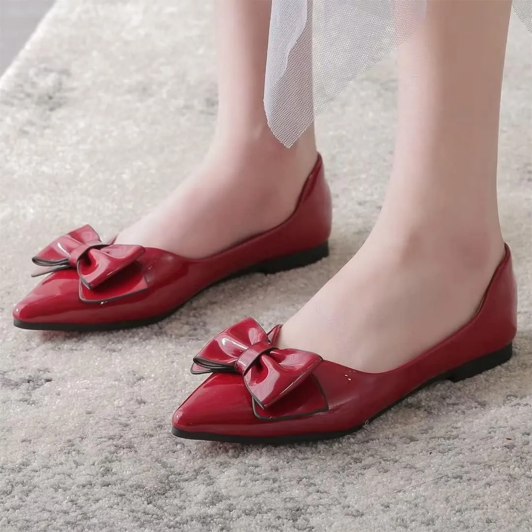 TN TANGNEST Womens Christmas Flat Shoes Snowflake Bell Bowknot Flats Fashion Pointed Toe Comfortable Slip On Flats