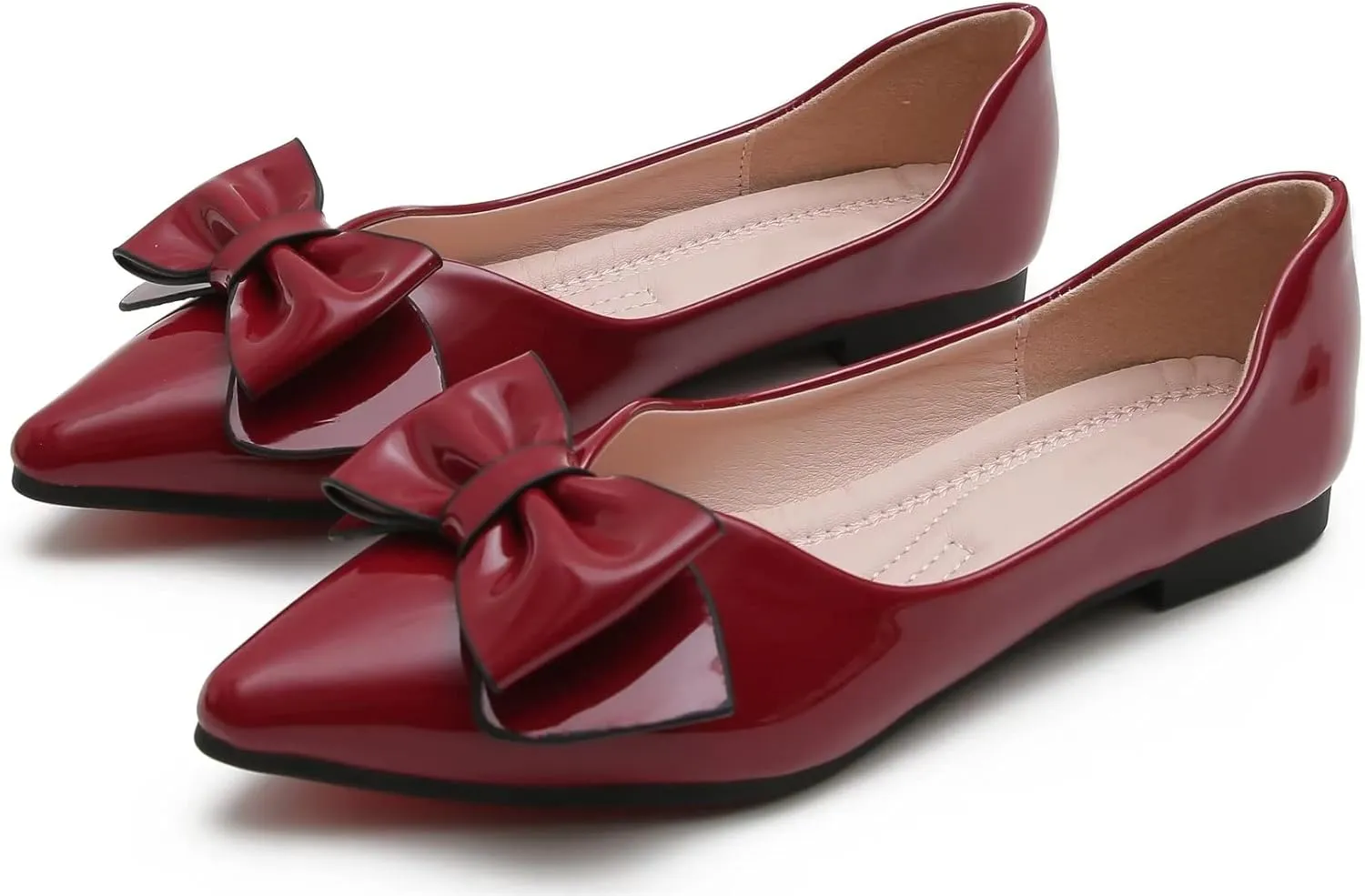 TN TANGNEST Womens Christmas Flat Shoes Snowflake Bell Bowknot Flats Fashion Pointed Toe Comfortable Slip On Flats