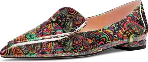 TNYNFBEB Women Chunky Block Low Heel Close Pointed Toe Loafers Shoes Slip-on Office Party Basic Classic 0.6 Inches Heels